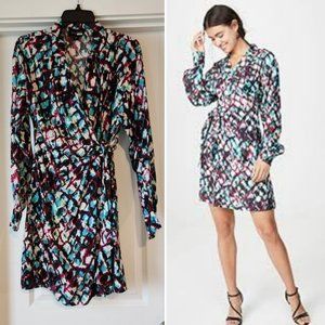 SALONI Silk Mini Wrap Dress Size 10